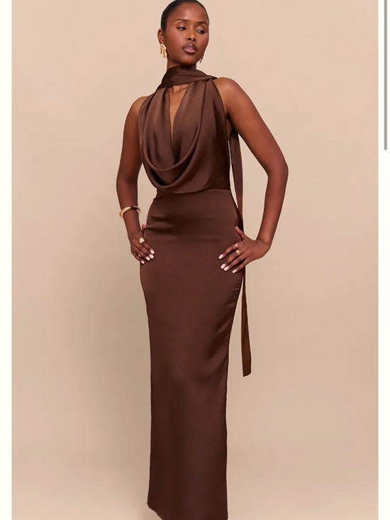 PrettyLittleThing Dresses & Skirts - Satin Cowl Neck Drape Maxi Dress